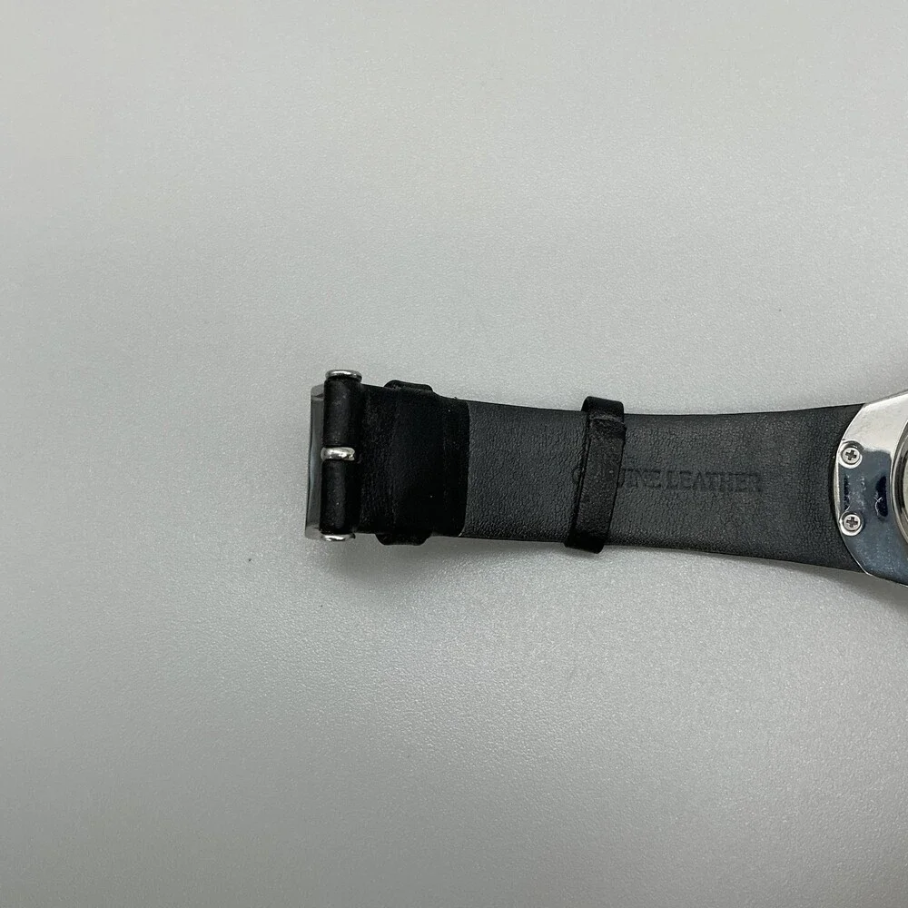 Skagen 597SLB Womens Watch 30mm Black Dial Leather Date Stainless New Battery